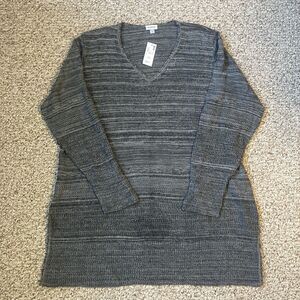 NWT Avenue Womens Sweater Dress Plus Size 22-24 Gray Marled Long Sleeve V Neck